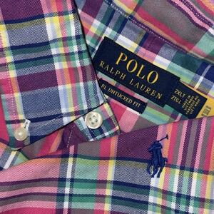 Polo Ralph Lauren Short Sleeve Button Down Oxford RL Untucked Fit Mens 2XLT Pink
